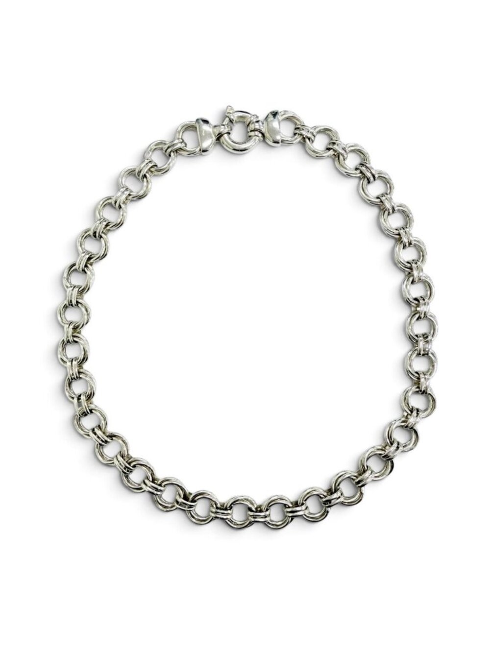 Tiffany & Co Vintage Triple Round Link Necklace 925 Sterling Silver